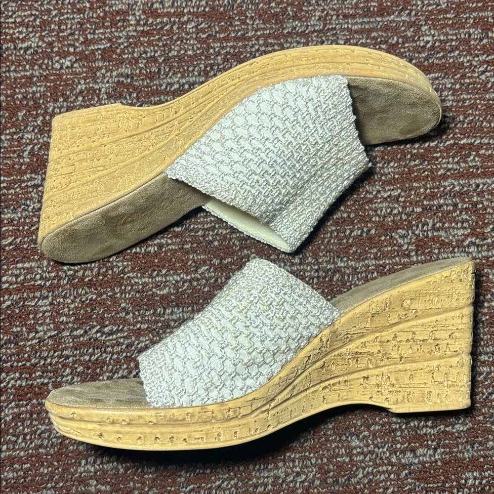 Onex made in Italy platform Elegant Cream Wedge Sandals cork heel beach wedding